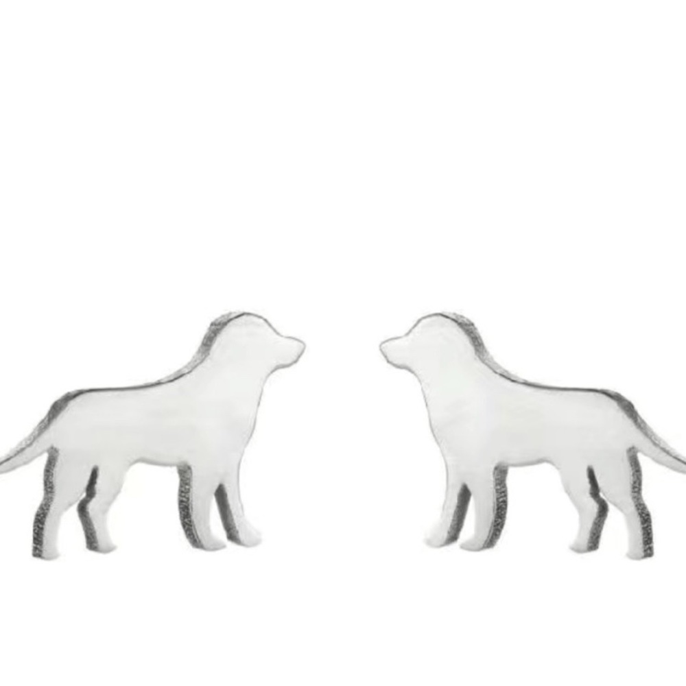 NEW Silver Dog Silhouette Stud Earrings – Minimalist Pet Lover Jewelry - Picture 3 of 6
